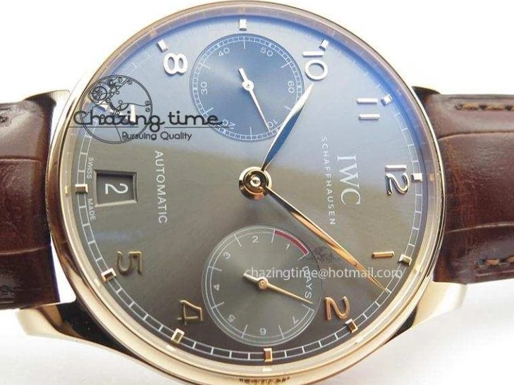 MIROTIME 1219 Unisex Portuguese Real PR RG IW500702 ZF 1:1 Best Edition On Brown Leather Strap A52010 V 7303